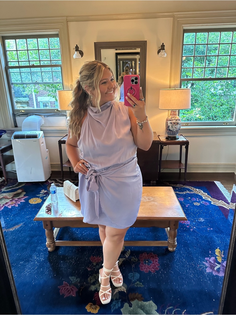Lavender Tie-Waist Sleeveless Dress